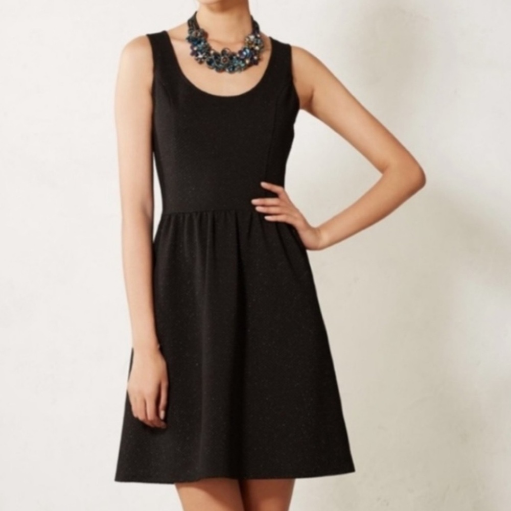 Anthropologie HD in Paris Starry Night Fit & Flare Sleeveless Dress Black/Silver